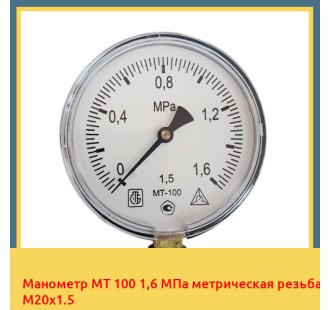 Манометр МТ 100 1,6 МПа метрическая резьба М20х1.5 в Бишкеке